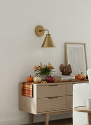 Korvi Tapered Sconce Cone Wall Light – Black or Brass Conical Retro Design